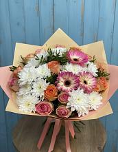 Букет цветов из:  Розы, Герберы и Хризантемы в Ильинка Тульская область