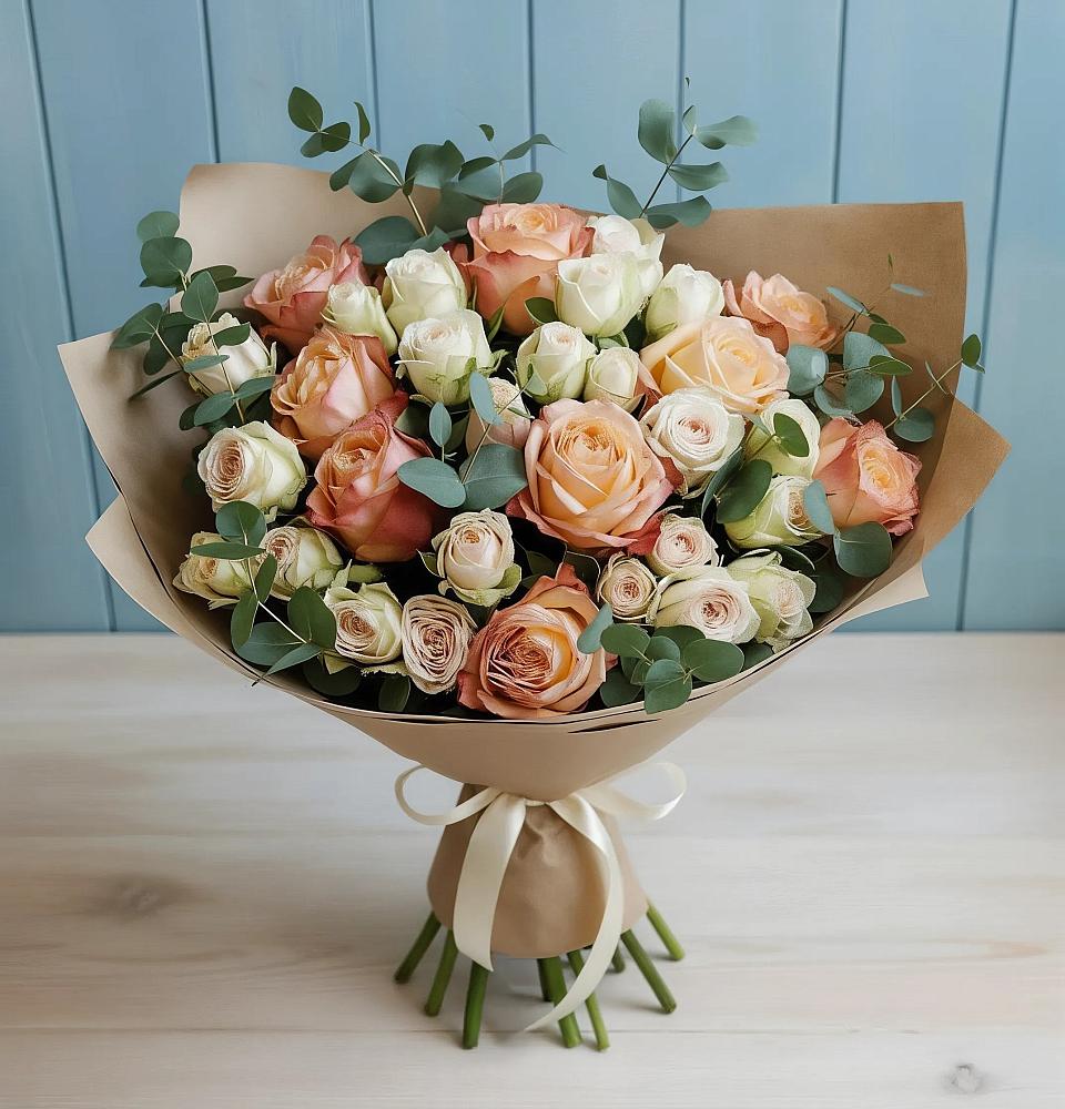 Букет цветов из: Альстромерии и Розы в Ильинка Тульская область