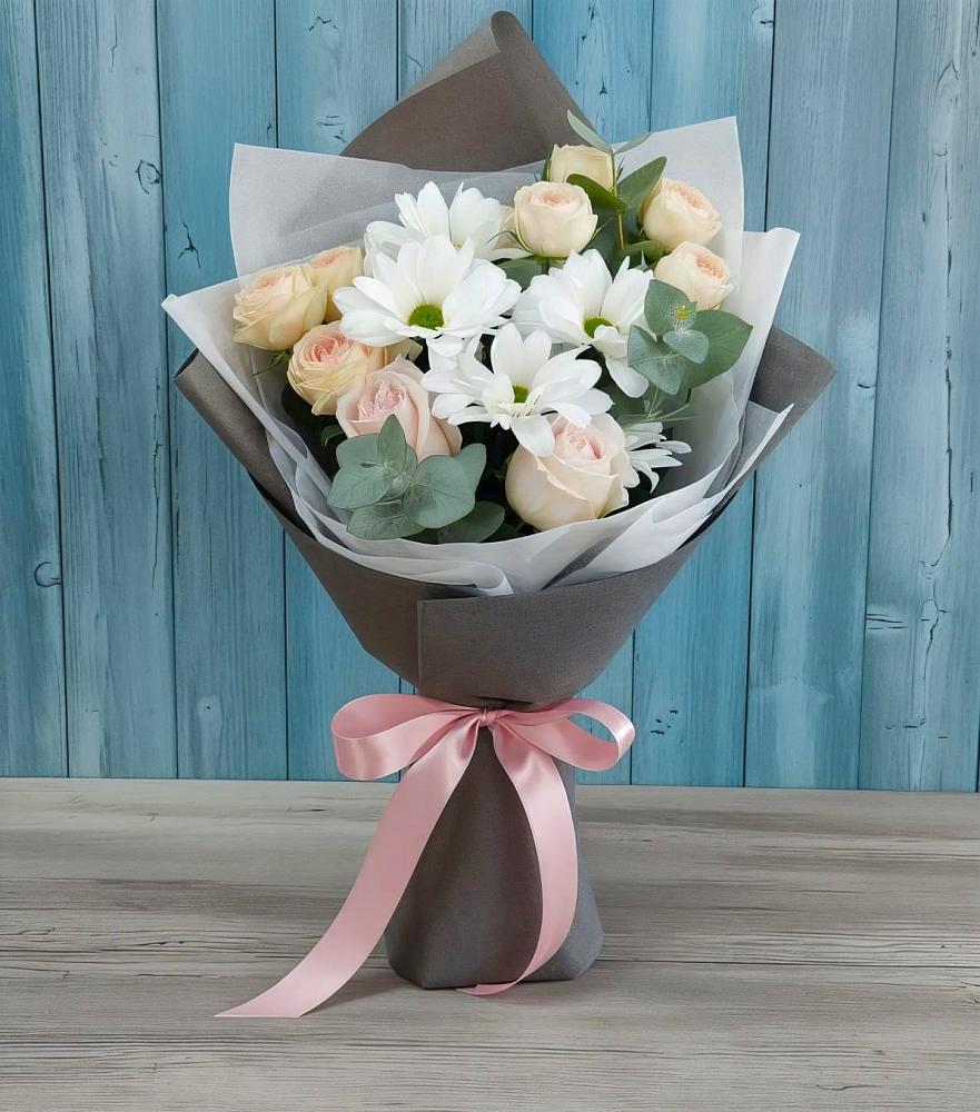 Букет цветов из: Хризантемы и Розы в Ильинка Тульская область