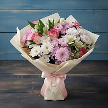 Букет цветов из:  Хризантемы, Альстромерии и Розы в Ильинка Тульская область