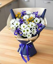 Букет цветов из:  Розы, Ирисы и Хризантемы в Ильинка Тульская область